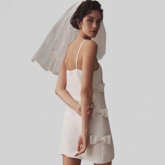 Sleeveless Square-Neck Side-Bow White Mini Dress NWT  Sachin + Babi Medium - Picture 2 of 7